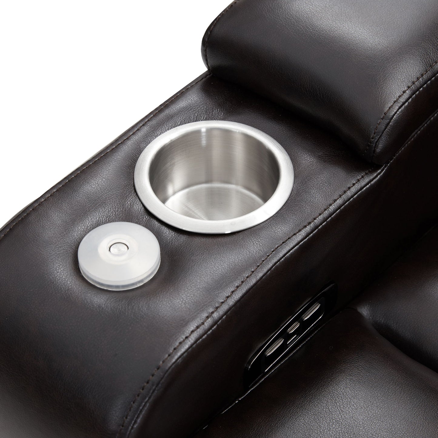 Power Motion Recliner With USB Charging Port And Hidden Arm Storage 2 Convenient Cup Holders Design And 360 Degree Swivel Tray Table - Black