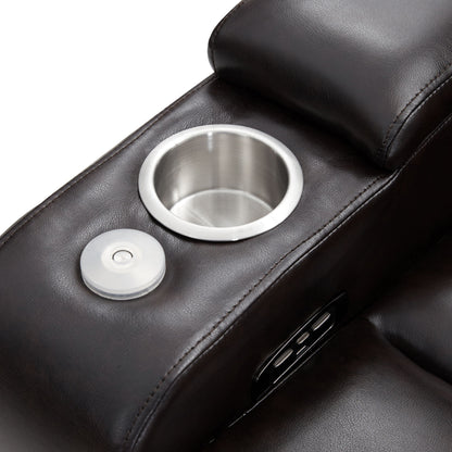 Power Motion Recliner With USB Charging Port And Hidden Arm Storage 2 Convenient Cup Holders Design And 360 Degree Swivel Tray Table - Black