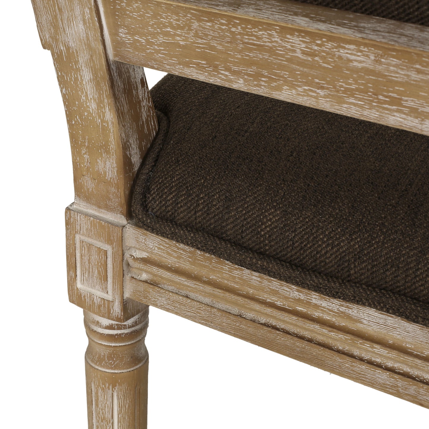 French Country Style Dining Chair Set With Upholstered Seats And Cane Backrest - Brown