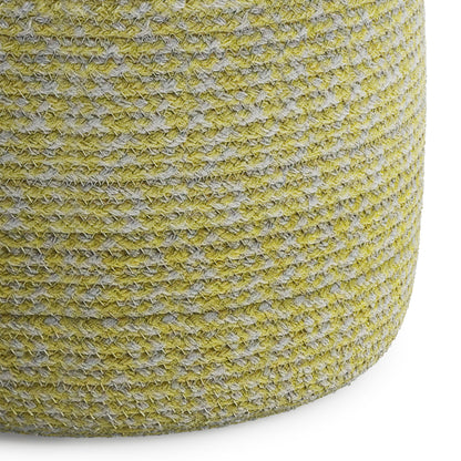 Bayley - Round Braided Pouf - Muted Yellow / Natural