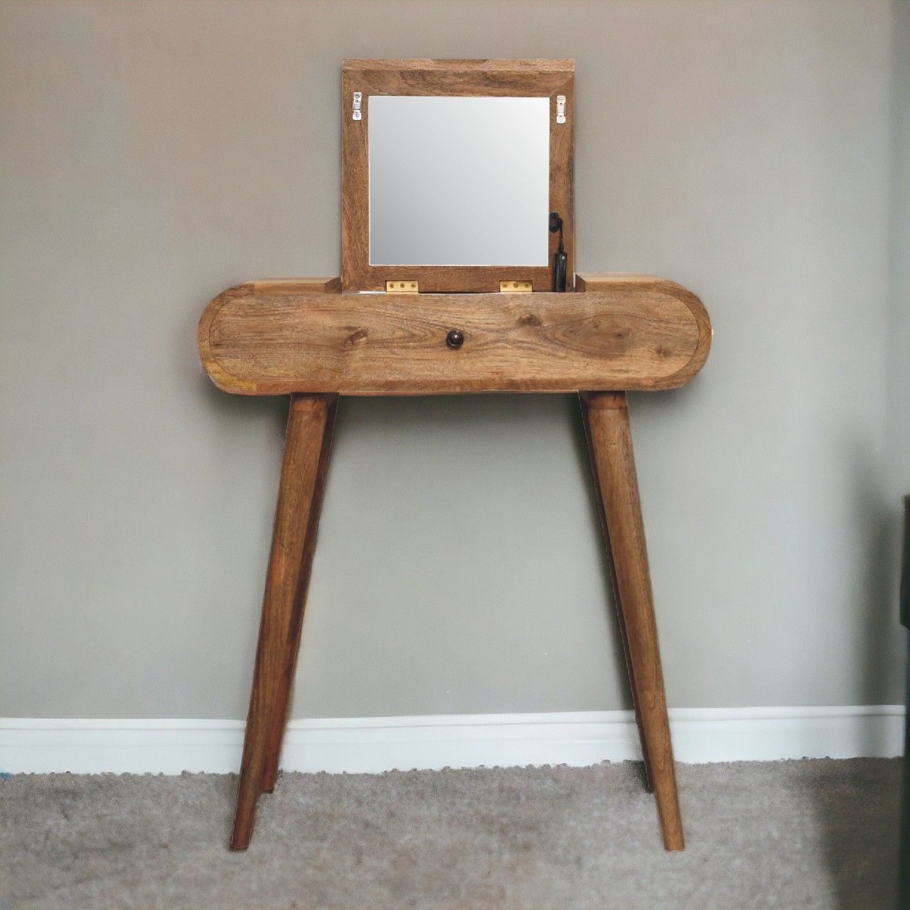Mini Round Dressing Table - Oak