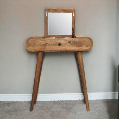 Mini Round Dressing Table - Oak