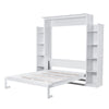Queen Size Murphy Wall Bed With Shelves And LED Lights - White