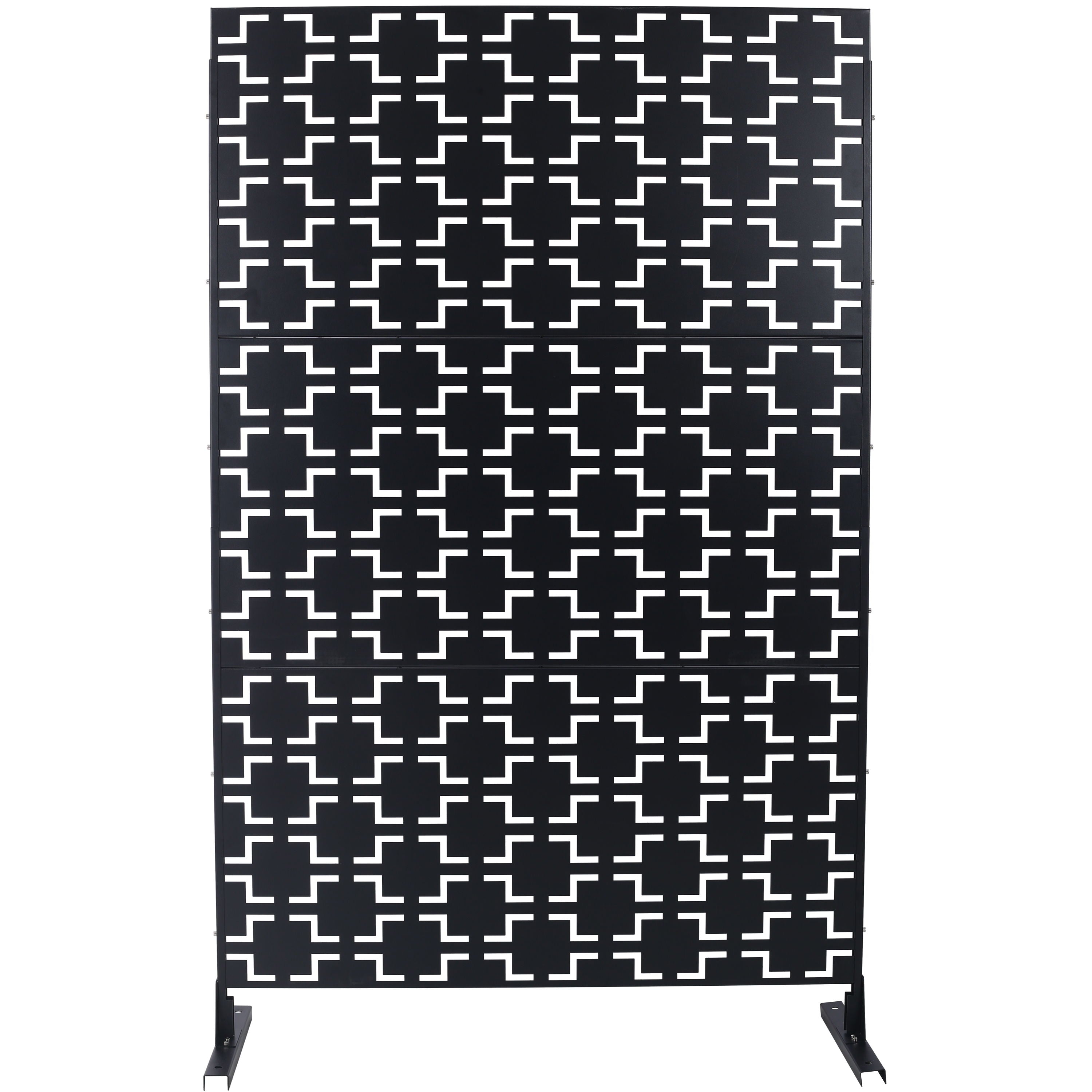 Outdoor & Indoor Freestanding Decorative Privacy Screen, Metal Privacy Fence Panels - Black