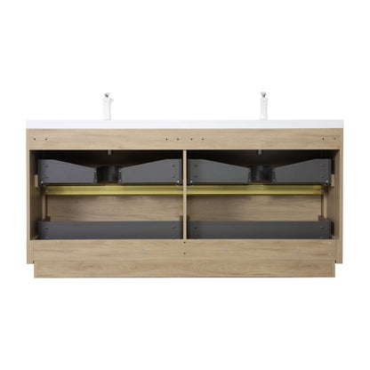 Bathin Freestanding Bathroom Vanity With Double Sinks, Bathroom Storage Vanity Cabinet With Stone Resin Countertop And Soft Close Drawers - Natural Oak
