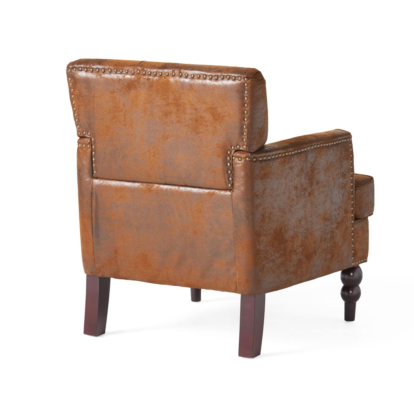 Vitality - Club Chair With Button Tufted Diamond Stitching And Turned Legs - Brown