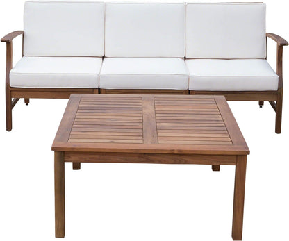 Perla - 3 Seater Sofa And Table Set - Cream