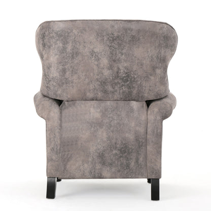 Accented Push Back Recliner Chair With Rolled Arms, Cocooning Comfort - Brown Gray