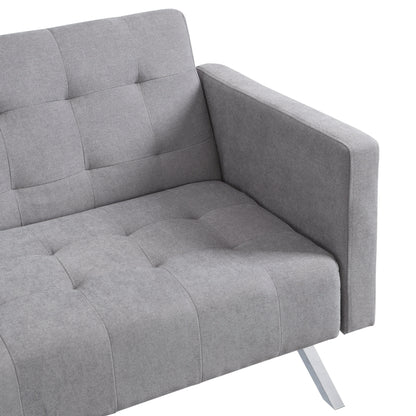Futon Sofa Bed Convertible Folding Lounge Couch, Armrests - Light Gray