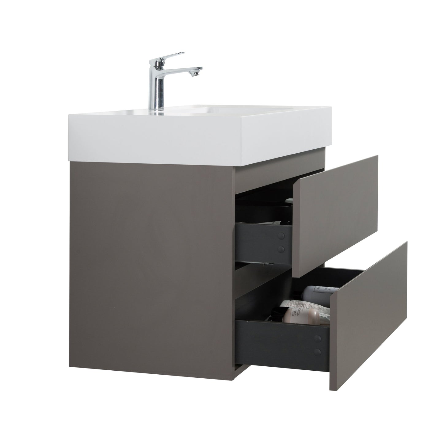 Alice - 36" Bathroom Vanity With Sink, Large Storage Wall Mounted Floating Bathroom Vanity For Modern Bathroom, One-Piece Sink Basin Without Drain And Faucet - Gray / White