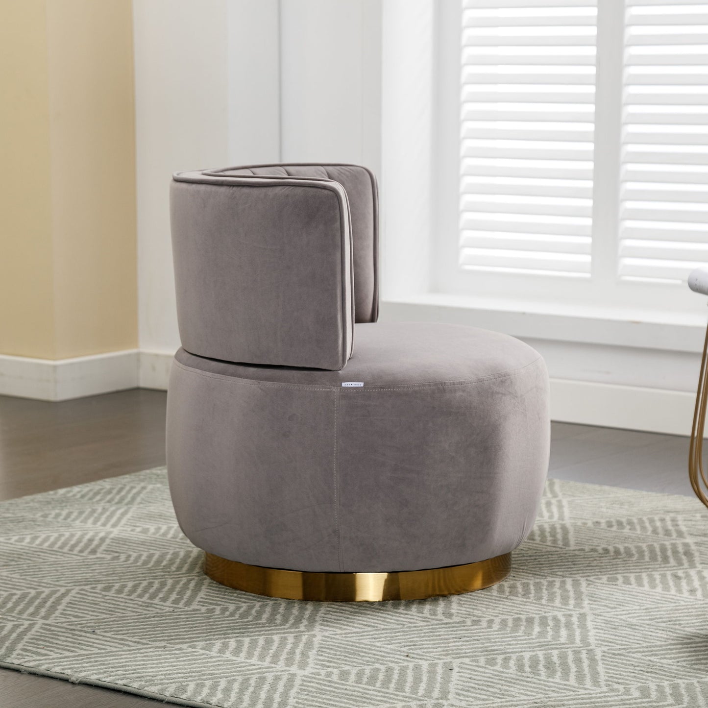 Swivel Barrel Chair, Round Armchairs With Fluffy, 360 Degree Swivel - Gray