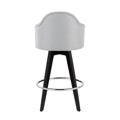 Ahoy - Contemporary Fixed Height Counter Stool Round Chrome Footrest (Set of 2) - Light Gray / Black