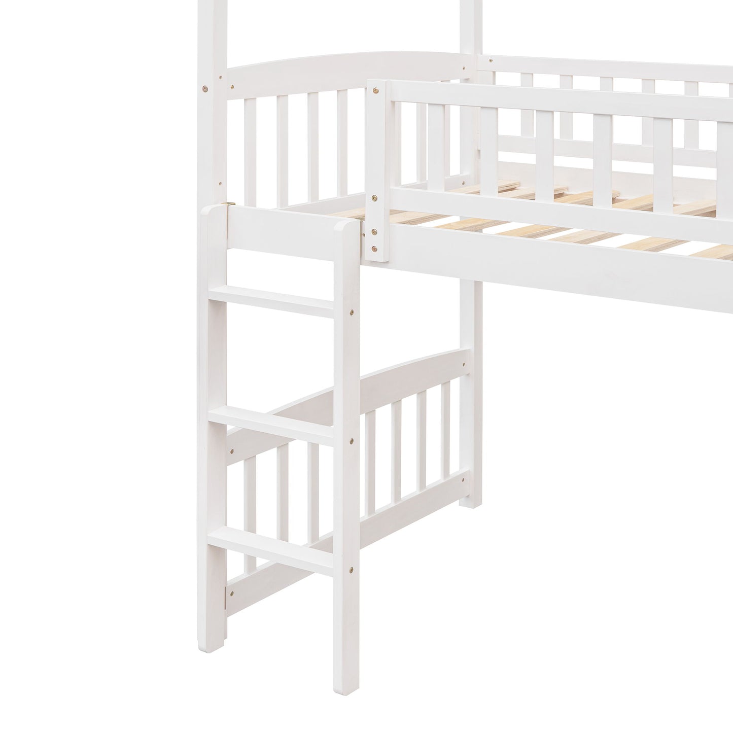 Twin House Loft Bed With Slide - White