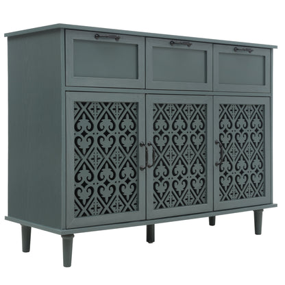 3 Door 3 Drawer Cabinet, American Furniture, Suitable For Bedroom, Living Room, Study - Dark Green