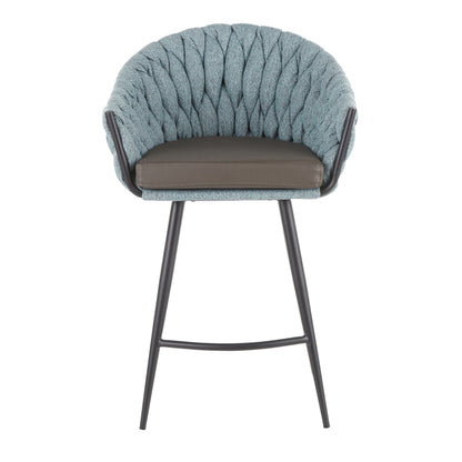 Matisse - Braided Contemporary Counter Stool - Black / Gray / Blue