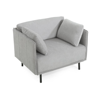 Vintage Lounge Chair With Polyester Upholstery, Solid Wood Frame & Steel Legs - Gray