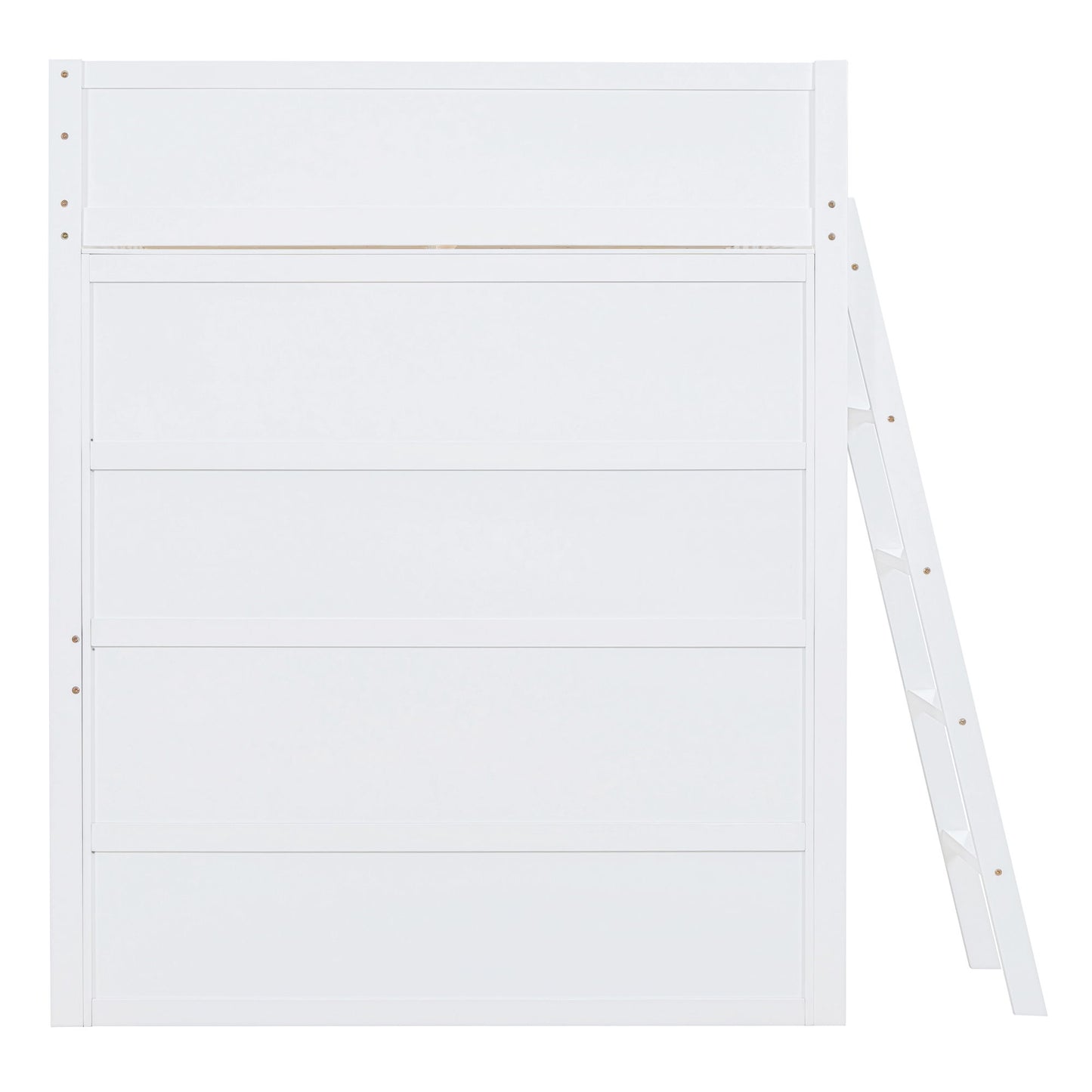 Full Size Loft Bed With Desk And Storage Shelves - White