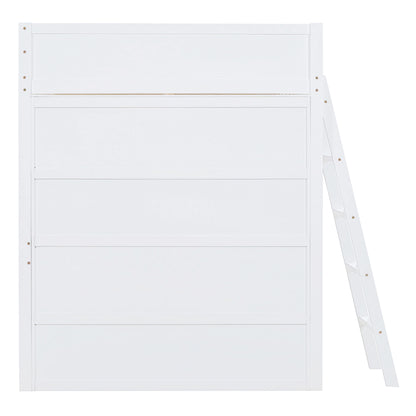 Full Size Loft Bed With Desk And Storage Shelves - White