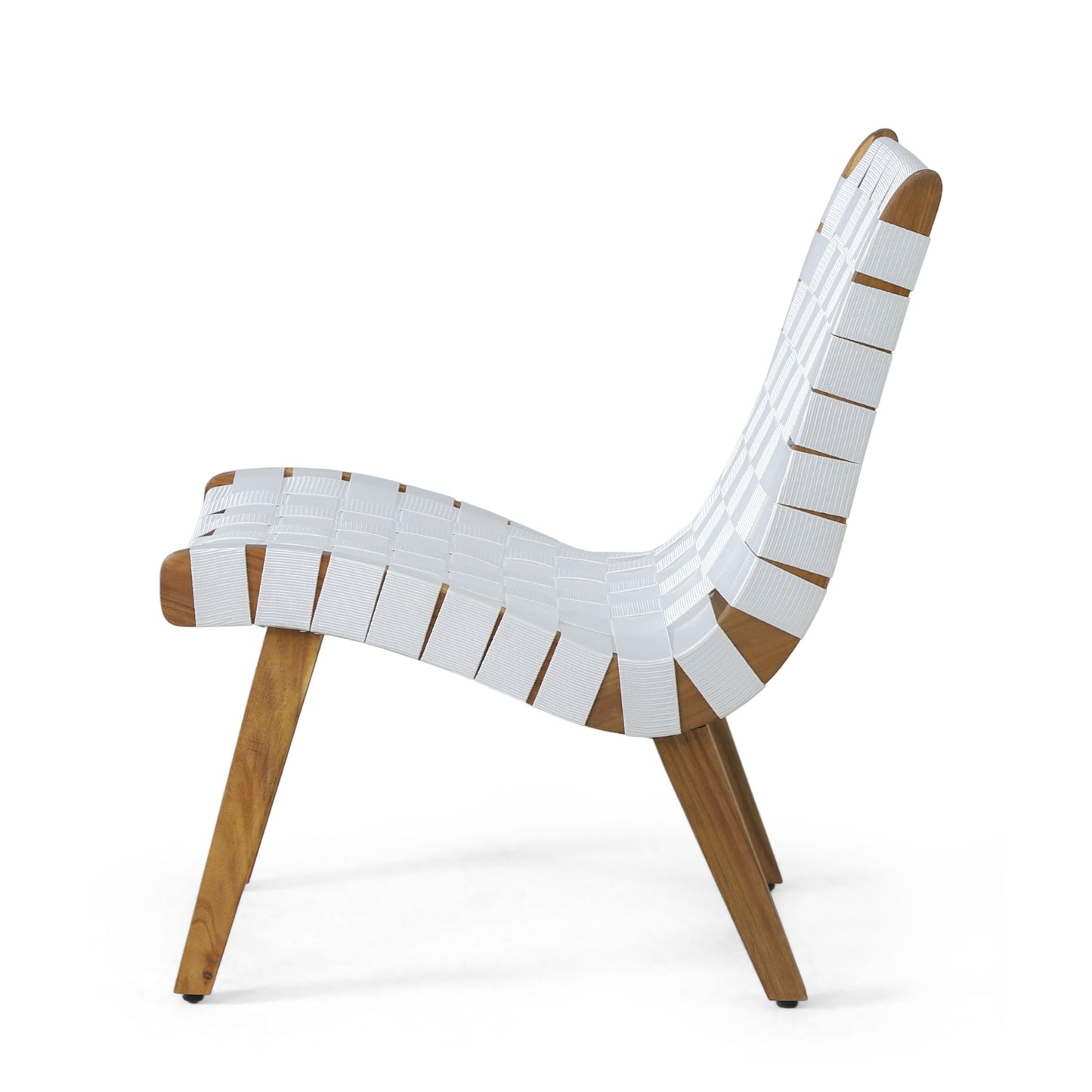 Outdoor And Rope Weave 3 Piece Chat Set - White / Teak