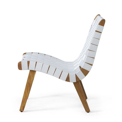 Outdoor And Rope Weave 3 Piece Chat Set - White / Teak