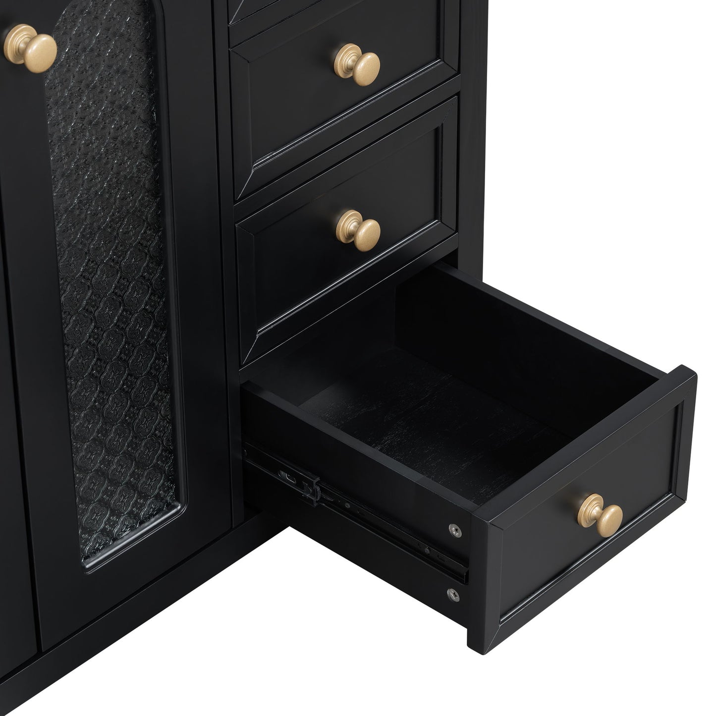 Bathroom Vanity With Two Soft Close Doors, Adjustable Shelves And Three Drawers - Black