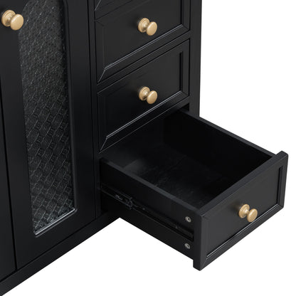 Bathroom Vanity With Two Soft Close Doors, Adjustable Shelves And Three Drawers - Black