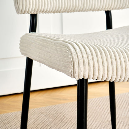 Modern Dining Chair Fabric Upholstered Chairs With Black Metal Legs For Home And Bedroom (Set of 2) - Beige