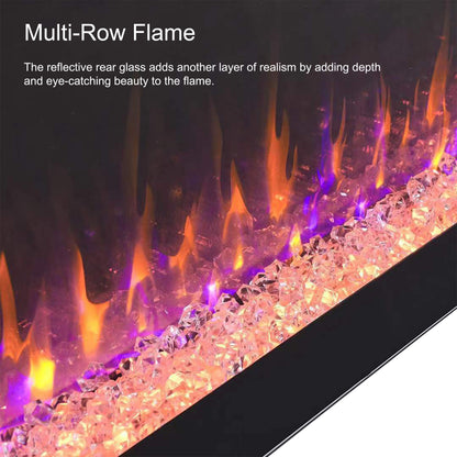 60" Electric Fireplace, Recessed And Wall Mounted Fireplace - Antique Black