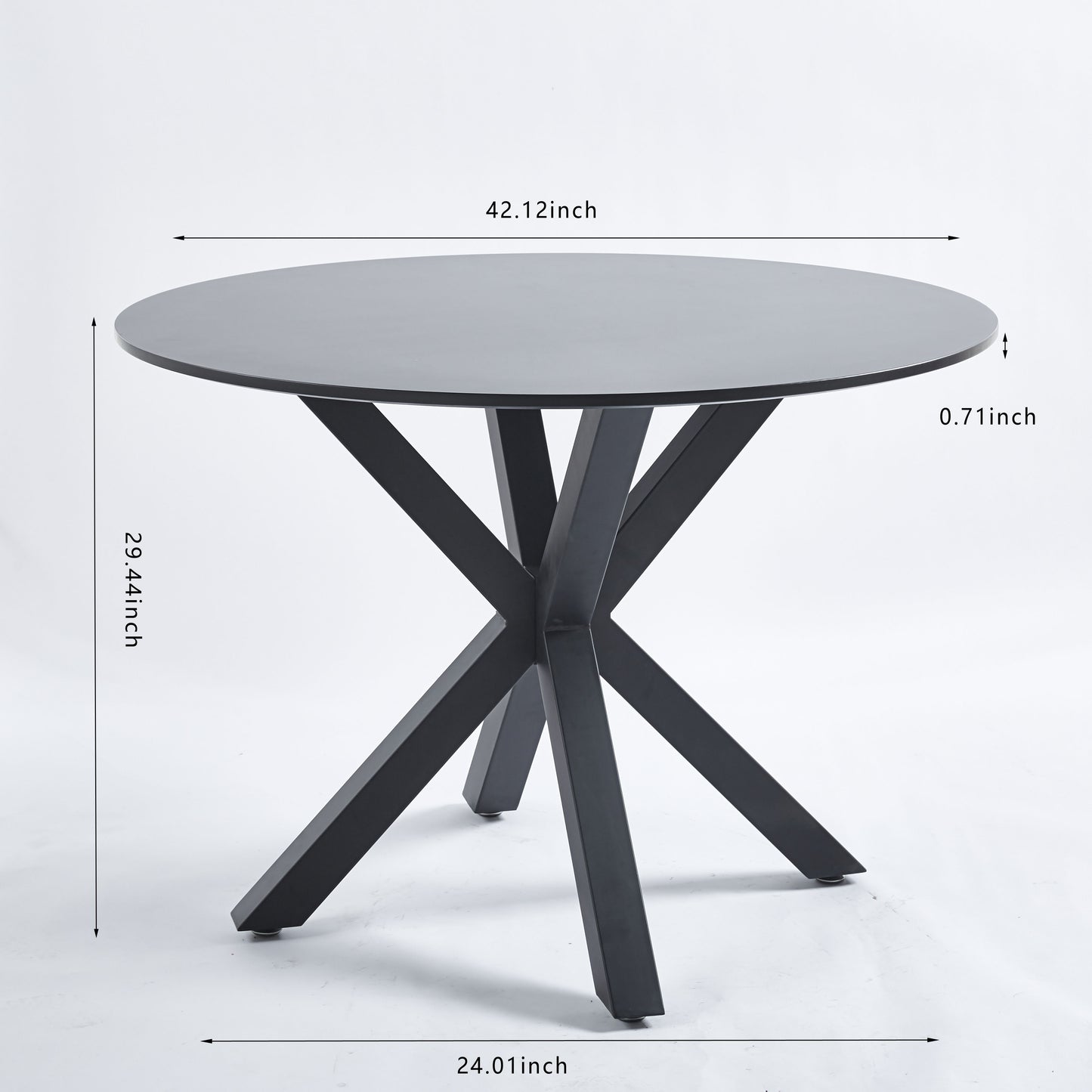 Table Mid-Century Dining Table For 4 - 6 People With Round MDF Table Top, Pedestal Dining Table, End Table Leisure Coffee Table, Cross Leg - Black