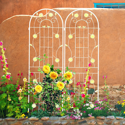 4 Pack Metal Garden Trellis Rustproof Trellis For Climbing Plants Outdoor Flower Support - Cream White