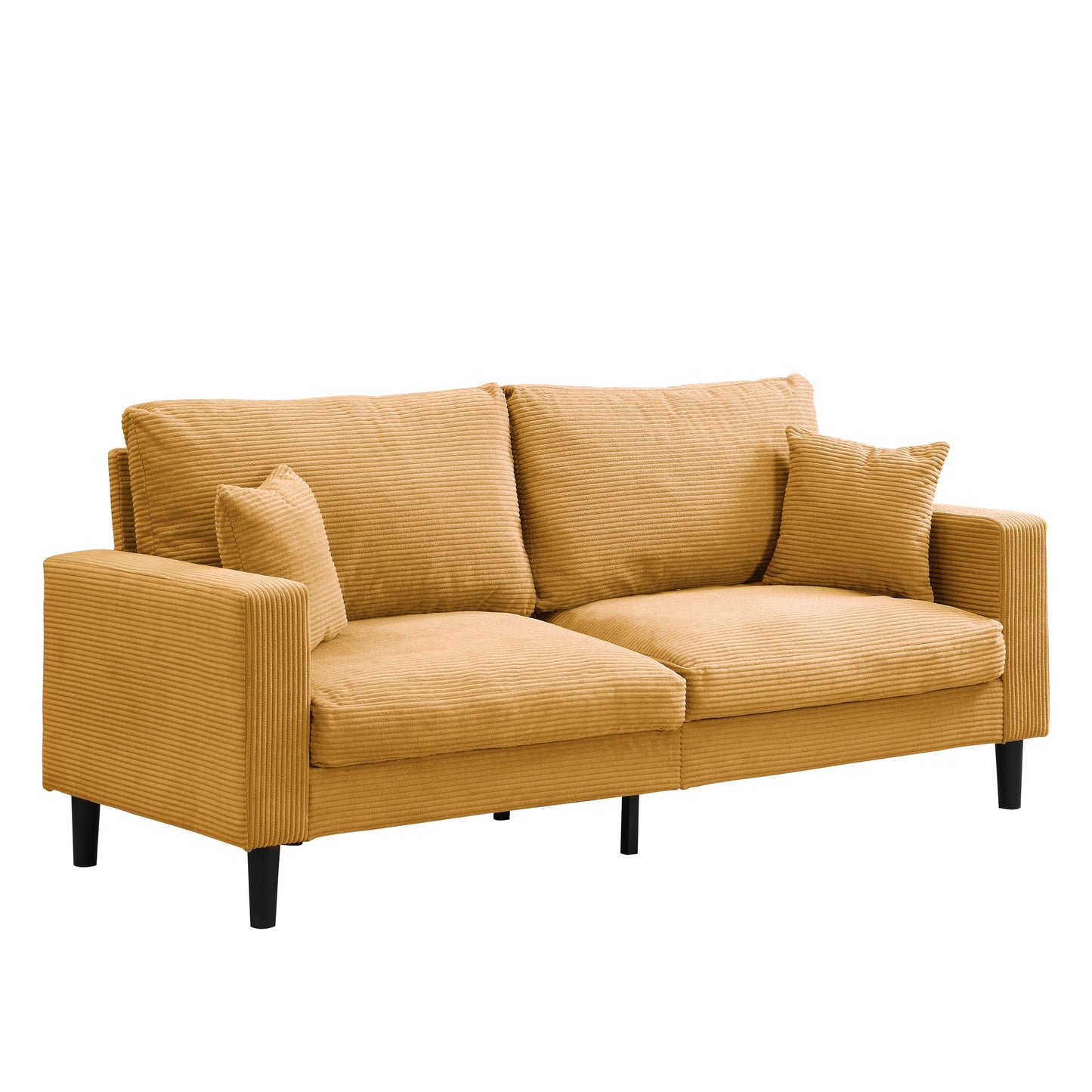 Modern Upholstered 2 Piece Sofa Set, Comfy Corduroy For Living Room And Small Spaces - Orange