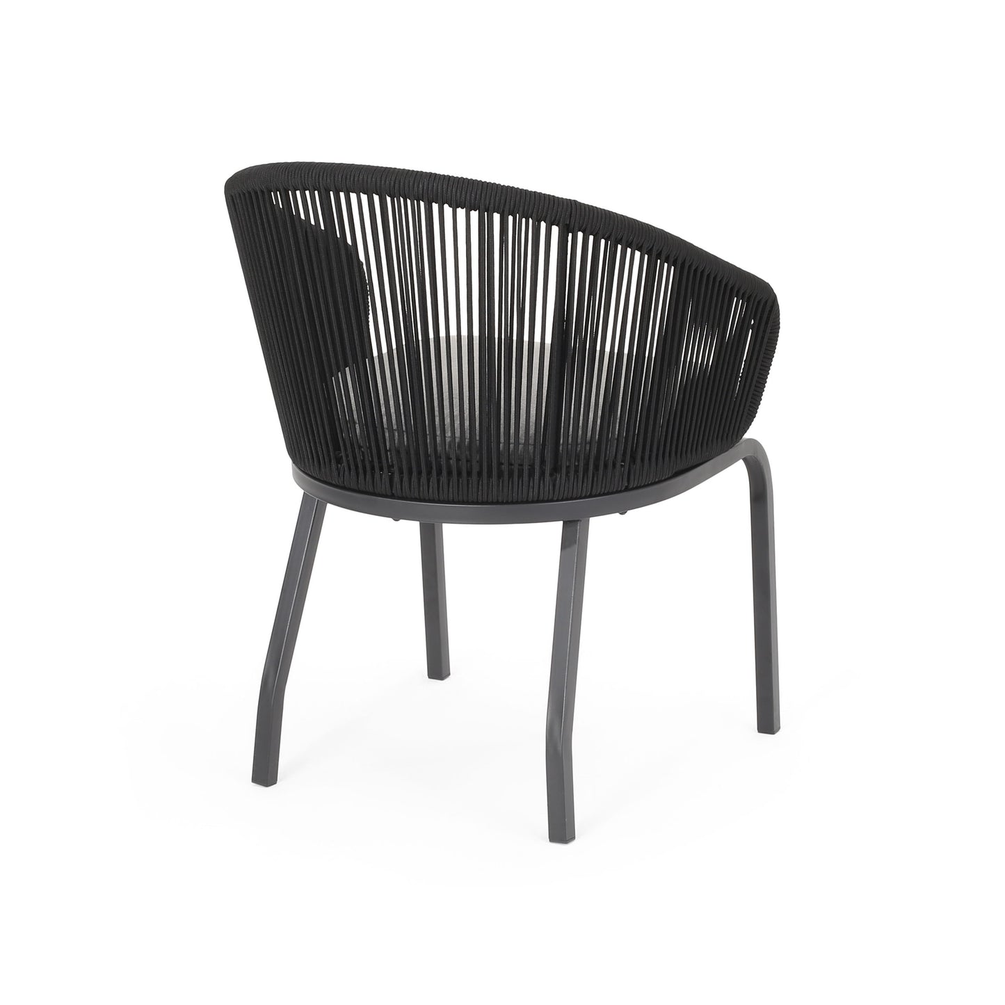 Outdoor Accent Chair With Rope Weave And Metal Frame (Set of 2) - Gray