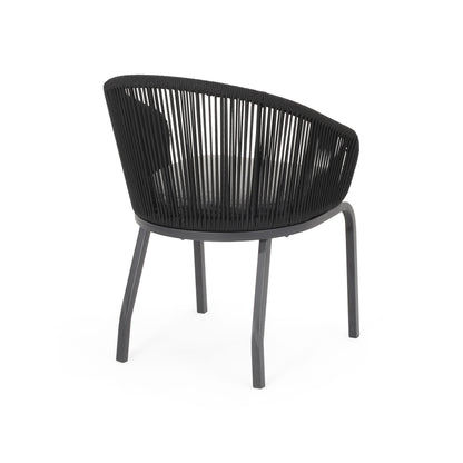 Outdoor Accent Chair With Rope Weave And Metal Frame (Set of 2) - Gray