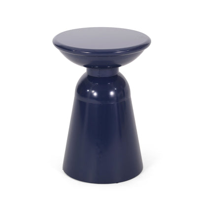 Serenita - Outdoor Iron Side Tables With Flared Design, (Set of 2) - Navy Blue