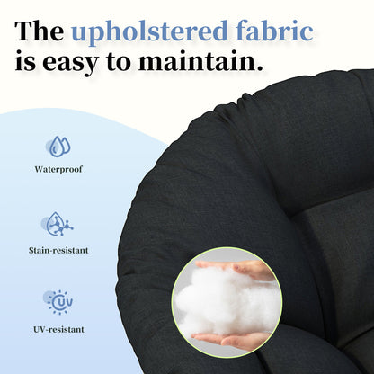 Ergonomic Wicker Chair With Cloud Thick Density Cushion, 3 Proof Cover High Capacity Iron Frame Fluid 360ÔøΩÔøΩÔøΩÔøΩÔøΩÔøΩÔøΩÔøΩÔøΩÔøΩÔøΩÔøΩÔøΩÔøΩÔøΩ Swivel - Black / Brown