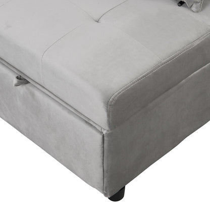 Stylish Folding Ottoman Sofa Bed With Multifunctional Design - Gray