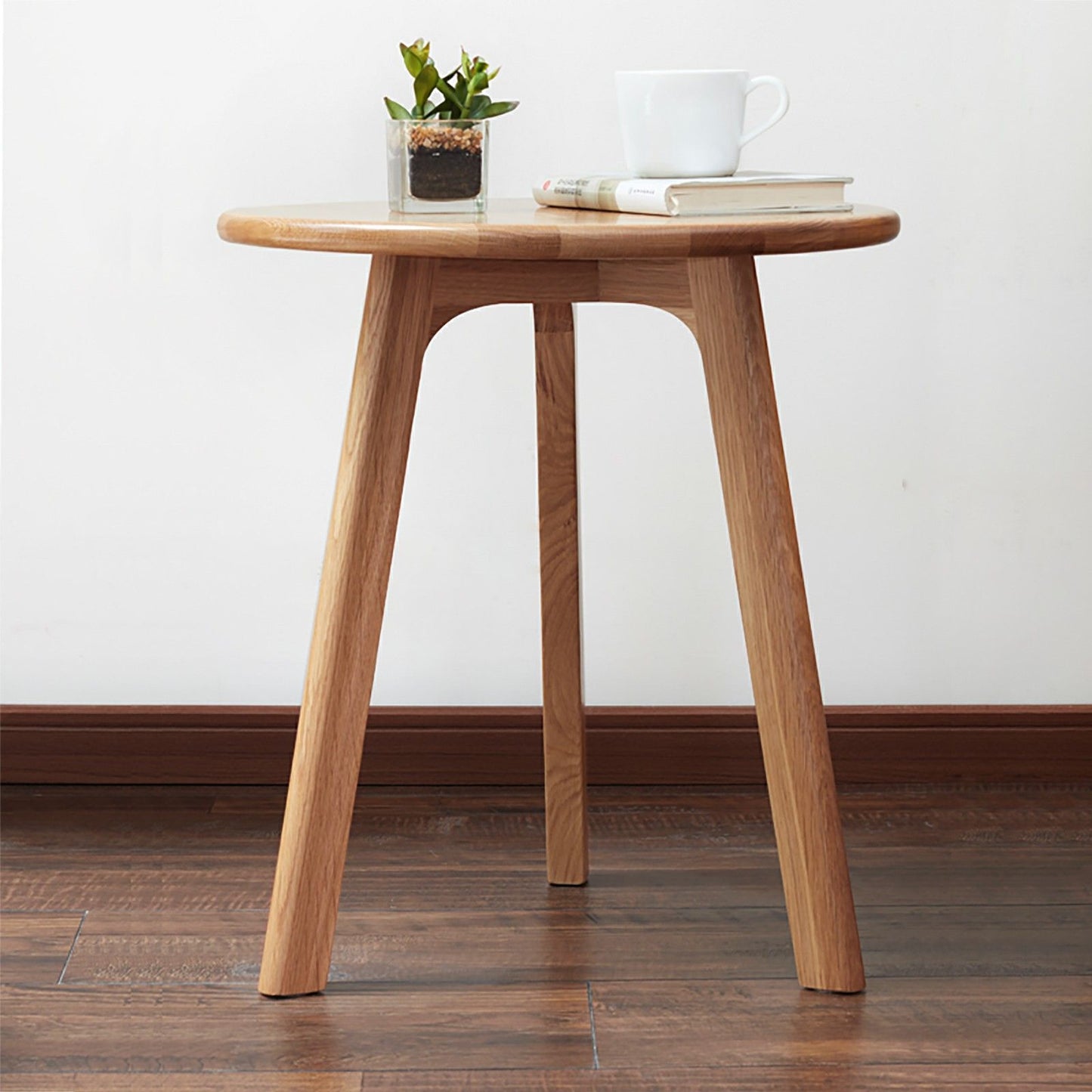 Round Small End Table, Side Table For Bedroom & Balcony - Natural
