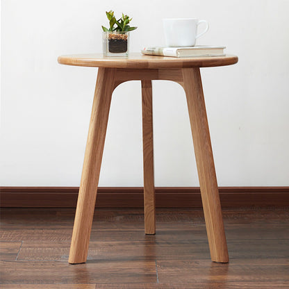 Round Small End Table, Side Table For Bedroom & Balcony - Natural