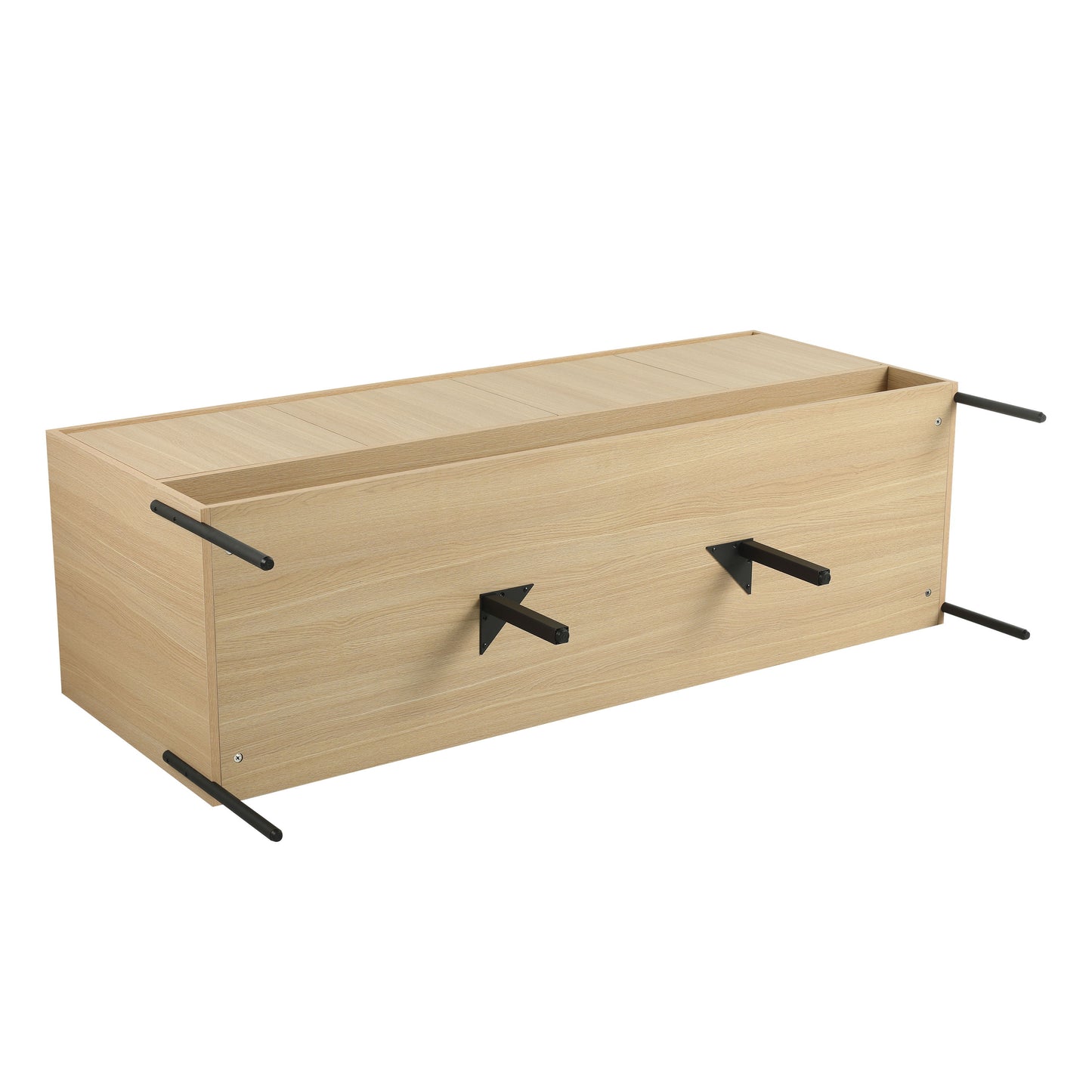 Modern 60" Bathroom Vanity Combo With Single Resin Sink And Storage Cabinet - Oak