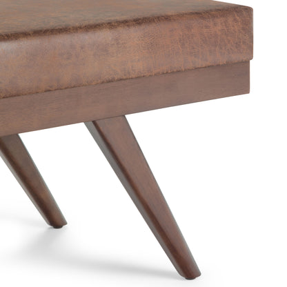 Chanelle - Mid Century Ottoman Bench - Distressed Umber Brown