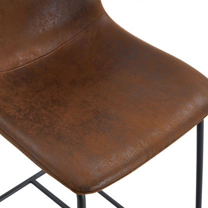 (Set of 2) Retro Bar Chairs, Comfortable Stools Suitable For Industrial And Vintage Style Settings - Brown