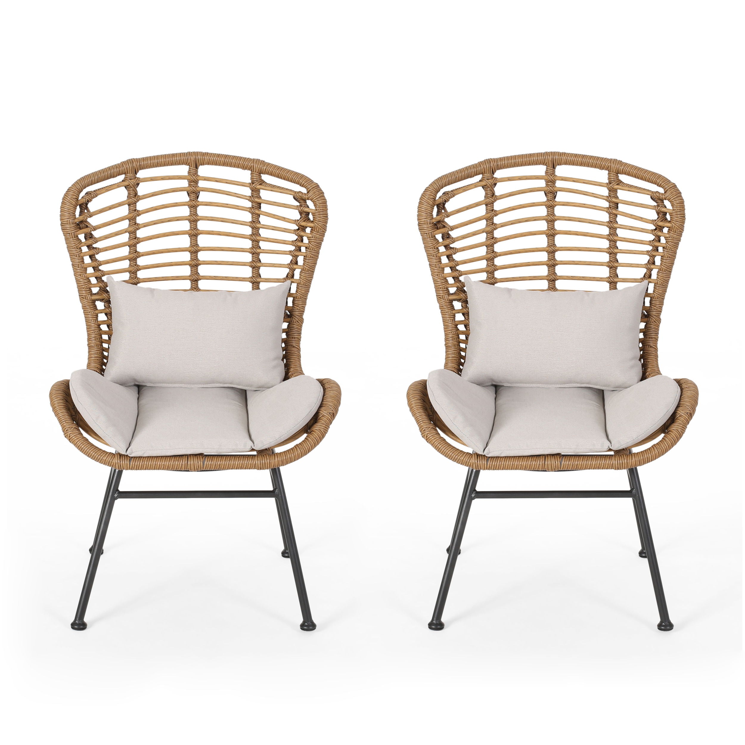 Calypso - Outdoor Chair With Water Resistance Cushion And Iron Frame - Beige