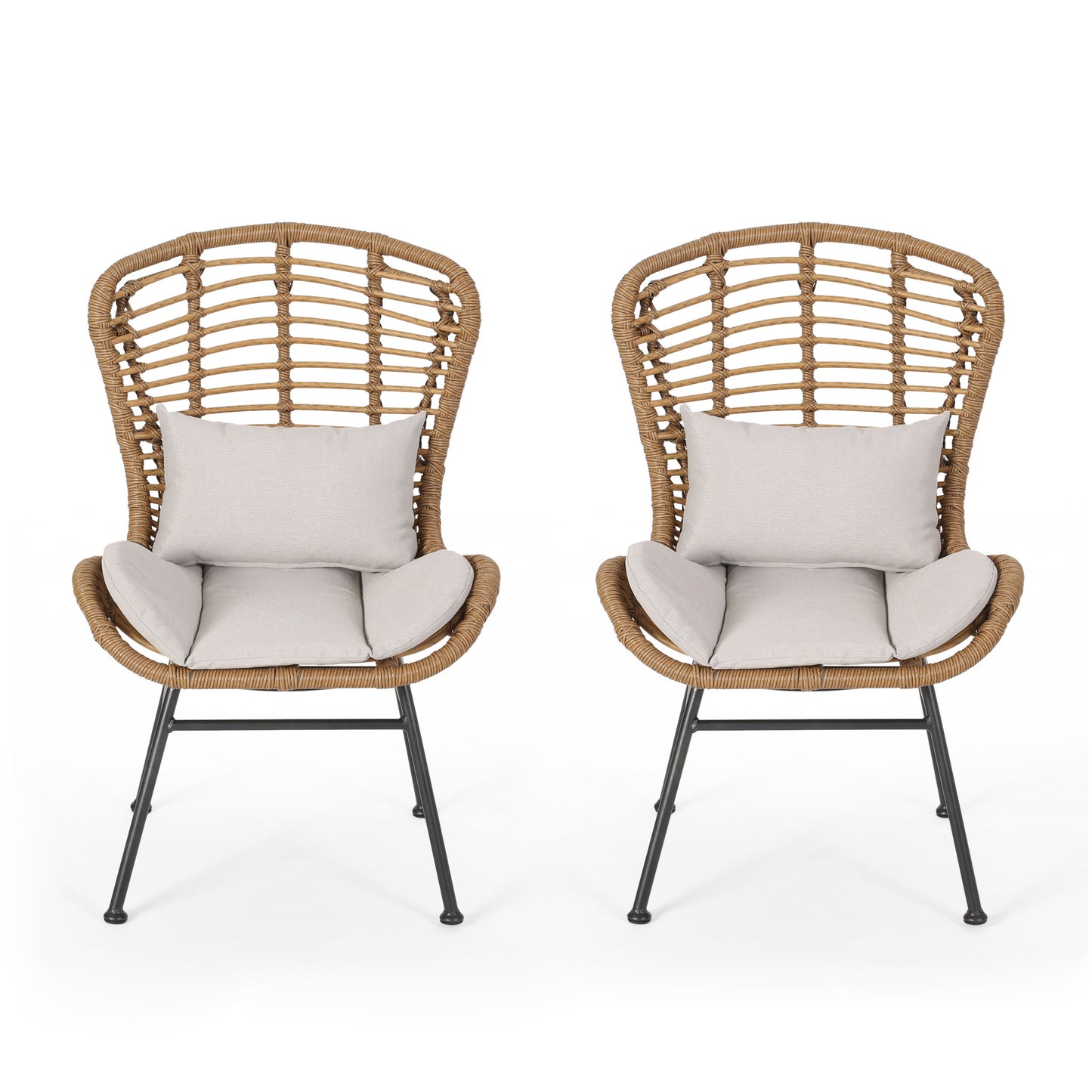 Calypso - Outdoor Chair With Water Resistance Cushion And Iron Frame - Beige
