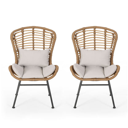 Calypso - Outdoor Chair With Water Resistance Cushion And Iron Frame - Beige