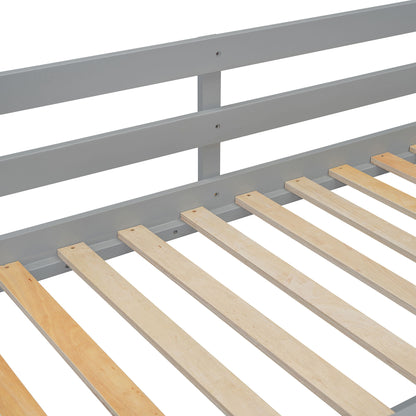 Twin Over Twin Classic Bunk Bed With 4 Drawers And 3 Shelves - Gray