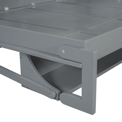 Full Size Murphy Bed With Hydraulic Lift & Desk Design - Gray