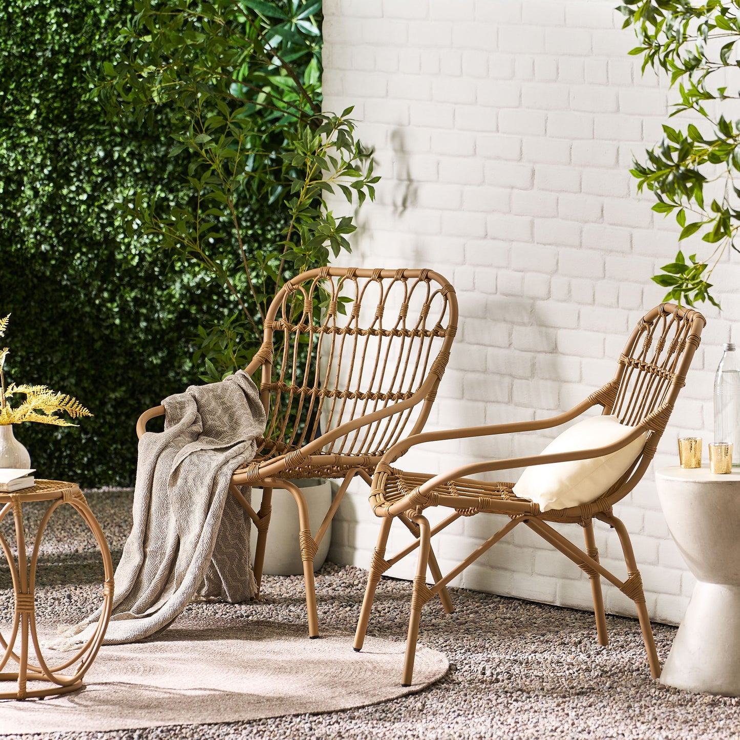 Monsoon Outdoor Accent Chair With Open Weave Design - Light Brown