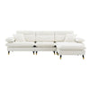 L Shaped Convertible Sectional Sofa 4 Seat Tufted Couch Set With Two Tone Adjust Legs Cloud Movable Ottoman - White
