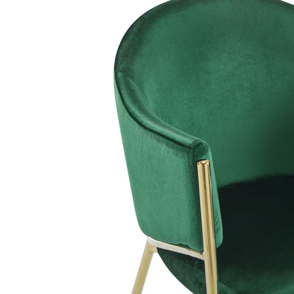 Modern Upholstered Dining Chair With Gold Metal Frame - Emerald / Gold