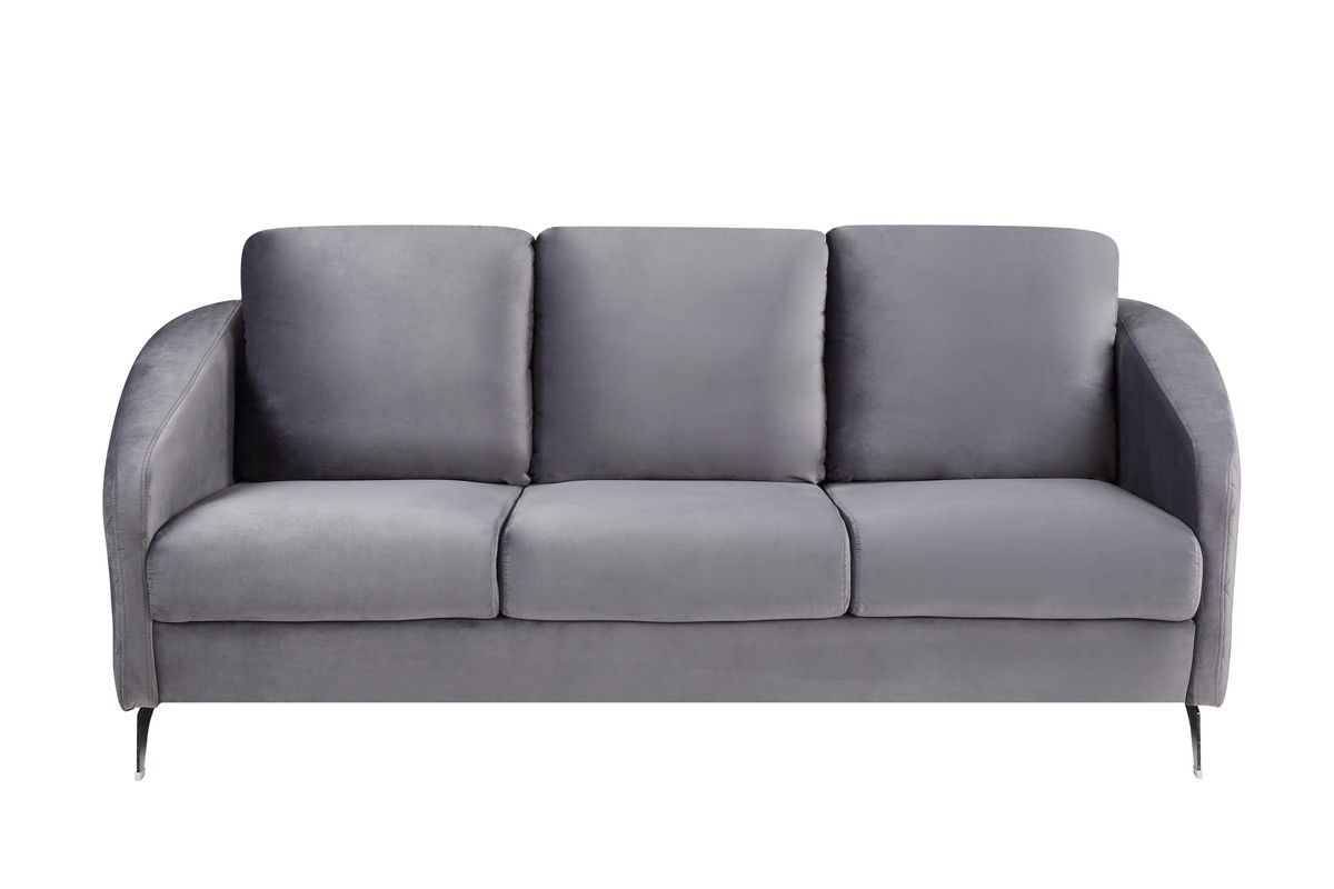 Sofia - Velvet Fabric Sofa, Loveseat, Chair Living Room (Set of 3) - Gray